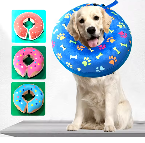 Collier élisabéthain gonflable rose pour chiens