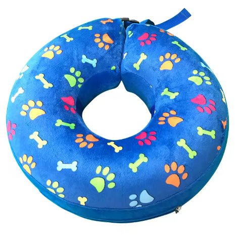 Collier élisabéthain gonflable pour chiens bleu foncé