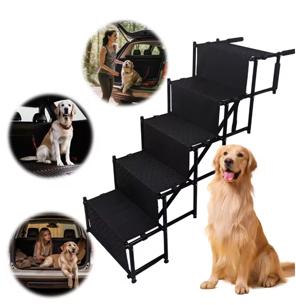 Escalier 5 marches pliable pour chien et animaux avec rangement facile