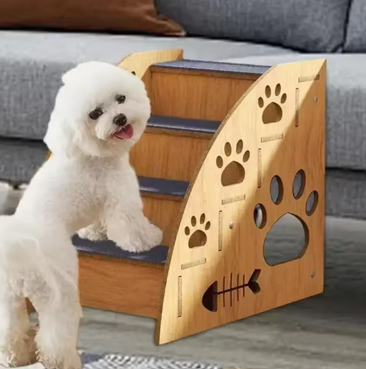 Escalier de 4 marches en bois pour chiens : Confort et accessibilité pour votre compagnon à quatre pattes