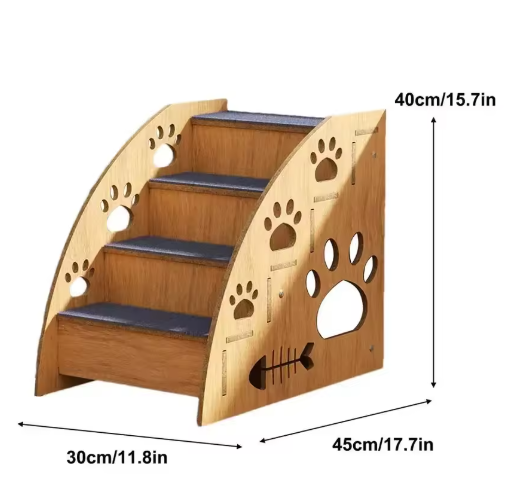 Escalier de 4 marches en bois pour chiens : Confort et accessibilité pour votre compagnon à quatre pattes