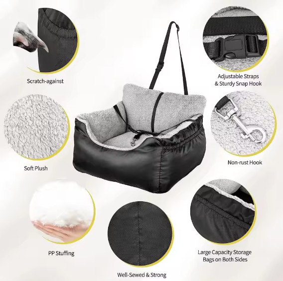 Panier de transport noir pour chien pour l'auto 55 x 50 x 35 cm