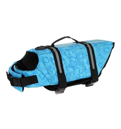 Gilet de sauvetage bleu avec motifs pour chiens