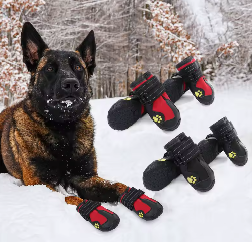 Bottes rouges chaudes et imperméables pour chien