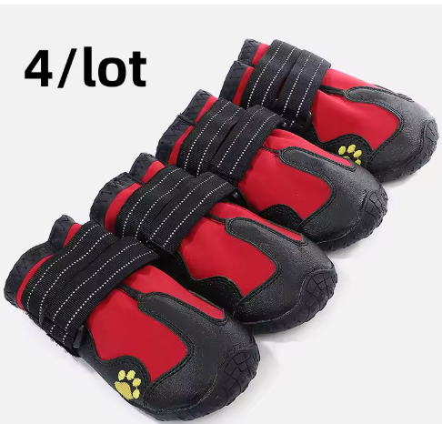 Bottes rouges chaudes et imperméables pour chien